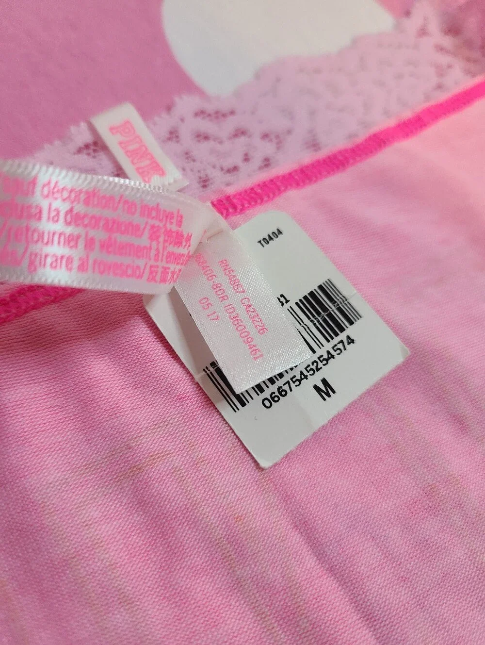 Retro VS PINK Lace Trim Cotton Logo Bum Boyshort Panty Size M Pink